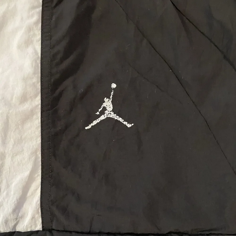 Nike Air Jordan Wings Anorak Jacket Mens M Black White Spellout Pullover Hoodie